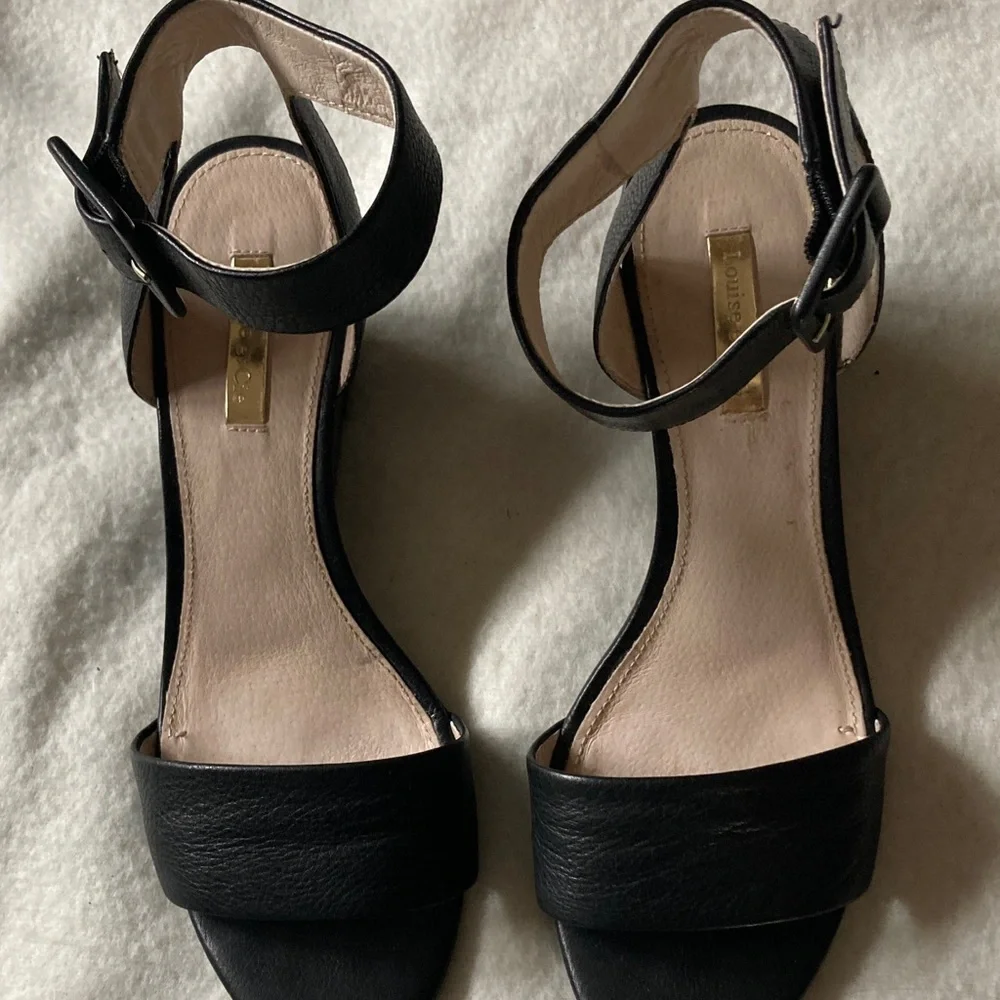 Louise et Cie Black Leather wedge heels